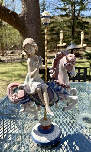 Lladro girl carousel - lladro, horse