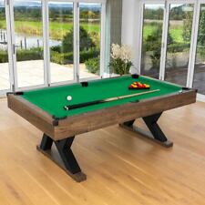 PINPOINT Pool Table | 7FT WOODEN FINISH TABLE + 2x Cues, Balls, Chalk & Triangle