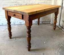 Antique Style Pine Single Drawer Farmhouse Kitchen Table (Can Deliver)