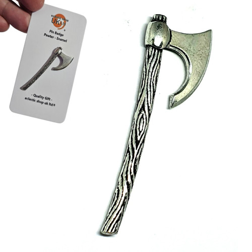 Viking axe pewter pin badge - pewter,