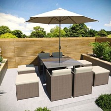 8 Seater Brown Rattan Cube