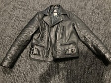 Men's Black Leather Padded Biker Jacket Size 36 Very Heavy