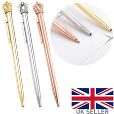 Shiny Metal Crown Ballpoint Pen Crystal Girls Women's Gift School Gold Rose Xmas