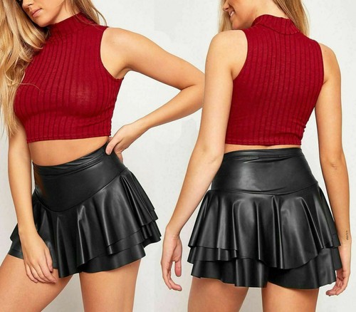 Black wet look skirt - wet,