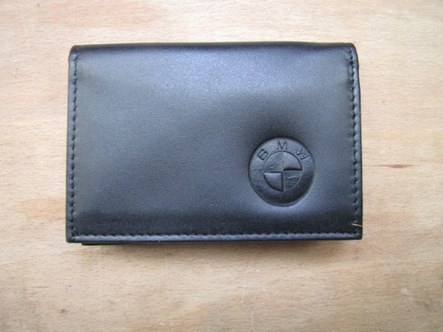 Bmw logo black leather wallet - black,