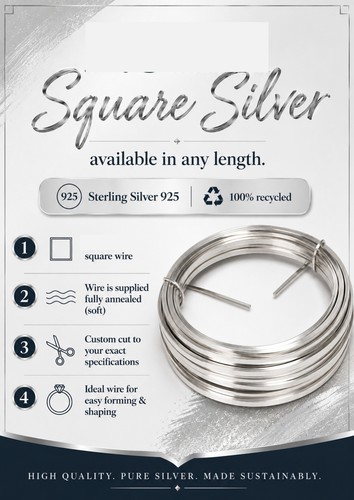 2mm square sterling - square, silver