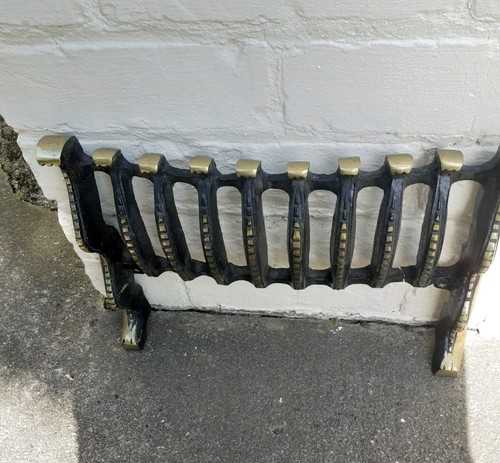 Vintage brass fire front - brass, fret