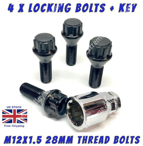 Black wheel locking bolts fit - black,