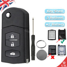 3 Button Flip Remote Key Fob Case Shell With Battery For Mazda 2 3 5 6 RX-8 MX-5