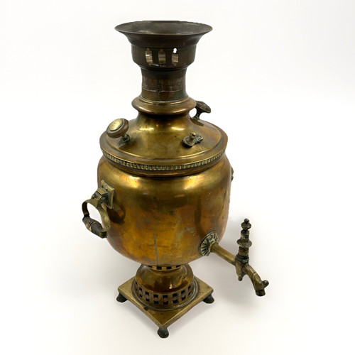 Vintage russian brass samovar - vintage,
