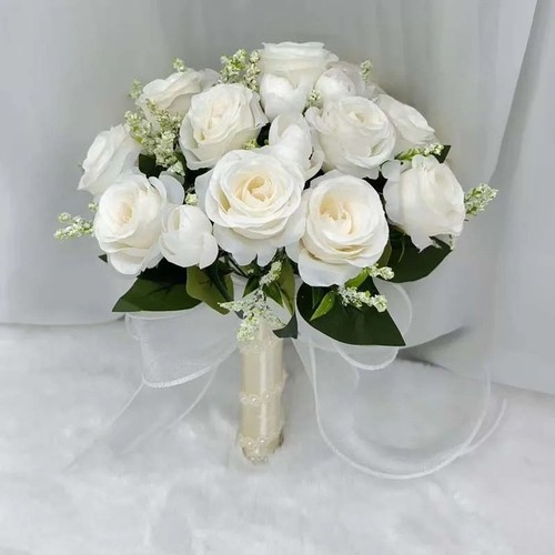 Bride bouquet white silk - bouquet, roses