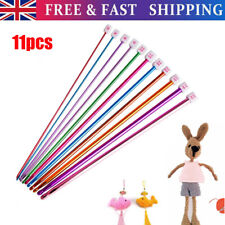 11pcs 2-8mm 10.6" Aluminum Afghan Tunisian Crochet Hook Set Knit Needles Sweater