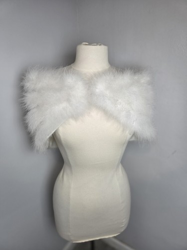 White feather bridal shrug - white,