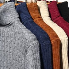 Men's Turtleneck Soft Sweater 2025 Warm Knitted Autumn/winter Pullover Jumper .