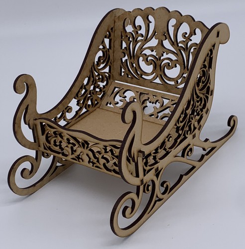 Wooden sleigh festive ornament - wooden,