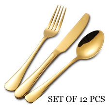 Luxury Gold Cutlery Set 12pcs Stainless Steel Dining Set Fork  Spoon