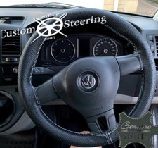 BLACK PERFORATED LEATHER STEERING WHEEL COVER FOR VW UP 2016 2020 CHOOSE A COLOR