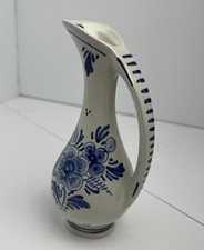 Delft Blue Dutch Hand painted Small Pitcher Holland Vintage Bold Floral 6” inch