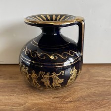 Greek Urn/ Vase - Blue - 24K Gold Trim 9cms High -Beautiful