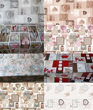 LUXURY PARTY TRADITIONAL HEART PVC OIL VINYL TABLE CLOTH PROTECTOR PLAIN PRINTED