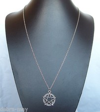 Pentagram Pentacle Pendant 32" Long Chain Necklace - Wiccan Pagan Gothic