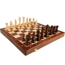 Chess Wooden Set Big Folding Traditional Handwork Chessboard Family Board Game