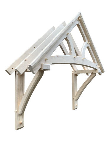 Wooden front door - , canopy
