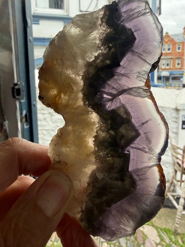 Fluorite feathered slice - feathered,