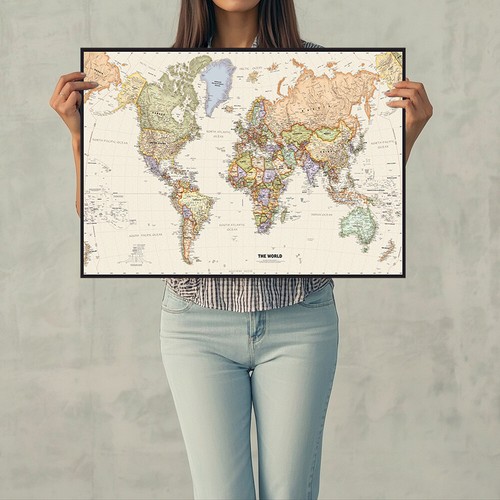Large world map - map, a1
