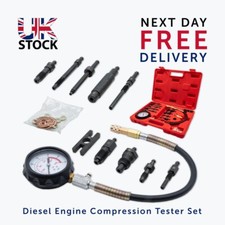Diesel Engine Compression Tester Kit 0-70 Bar Glow Plug Injector Adaptor M10-M14