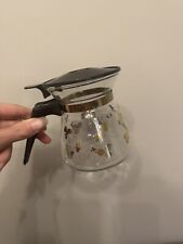 Vintage JAJ Pyrex Coffee Pot - Gold Clover Leaf( shamrock )