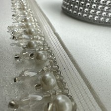 1 Yard White Beaded Crystal