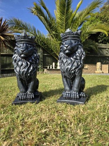 Pair stone garden lion - stone,
