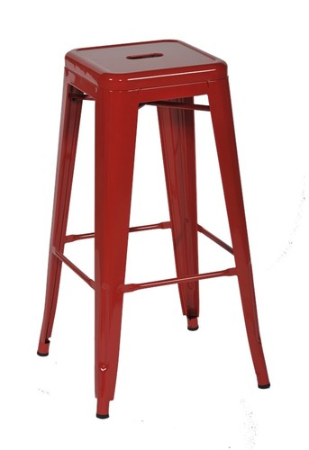Red metal stool stackable - x,