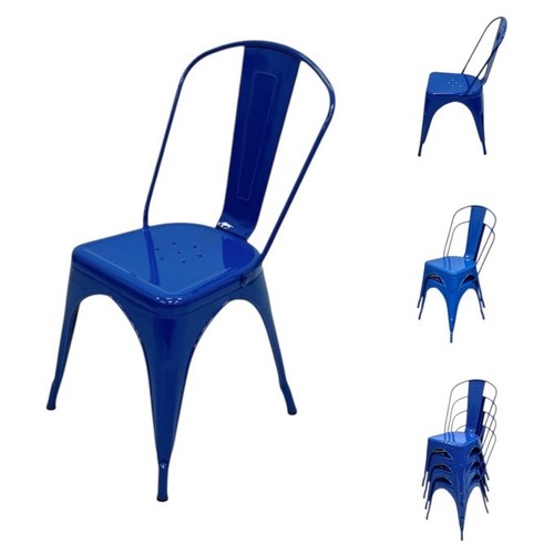 Blue metal tolix chairs - blue,