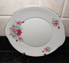 Vintage Royal Grafton Bone China Cake Sandwich Biscuit Plate Pink Red Roses VGC