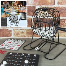 METAL 75 BINGO BALL WHEEL WIRE CAGE LOTTO GAME SET WITH CARD MARKER TICKET SET