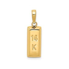 14k Yellow Gold Bullion Bar Pendant Necklace Unisex Solid Ingot Luxury Wealth