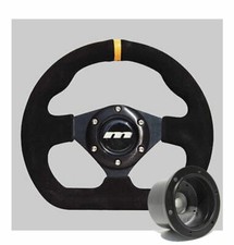 250mm Black Leather Steering Wheel + Boss fits Vauxhall Corsa 85>94