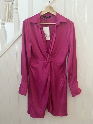 Zara pink satin twist front - pink,