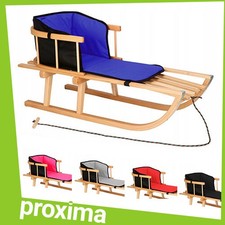 Ecological Traditional Wooden Winter Snow Kids Sledge Sleds Backrest Mattress