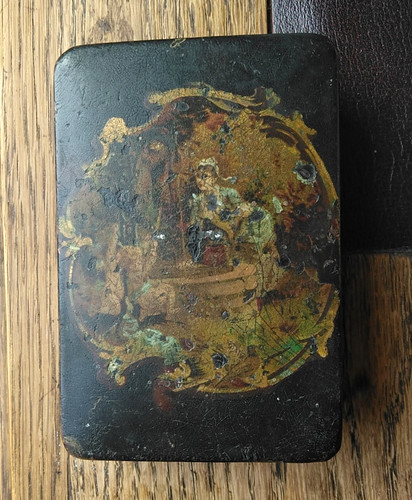 Antique papier mache snuff - papier,