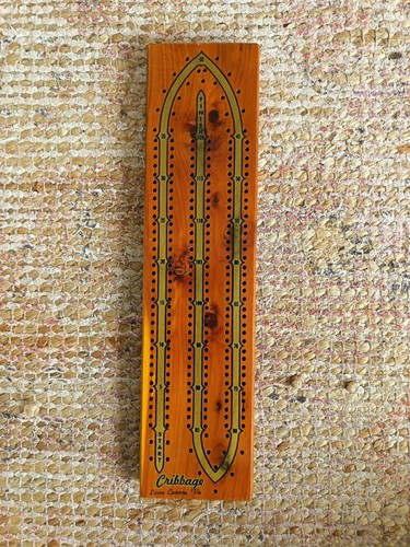 Vintage cribbage wooden board - vintage,