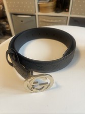 Gucci Belt Black Guccissima Monogram Gold GG Size 32”. 80cm.