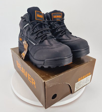 Mens Safety Boots Black Steel Toe Leather Work Shoes UK 6 New In Box =Beaver 610