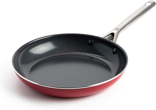 Red volcano frying pan - red,