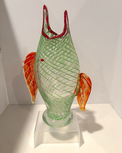 Murano art glass fish vase - art,