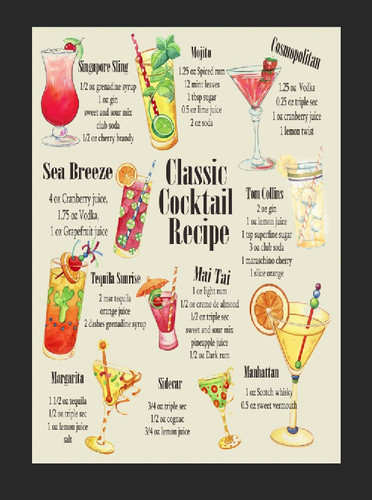 Classic cocktail recipes menu - classic,