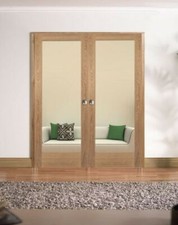 door pair internal french doors shaker 1L clear glass P10 oak unfinished pair