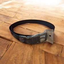 Soft Black Leather Belt Extra Wide 36/38"  With Gun Bolt Metal Buckle